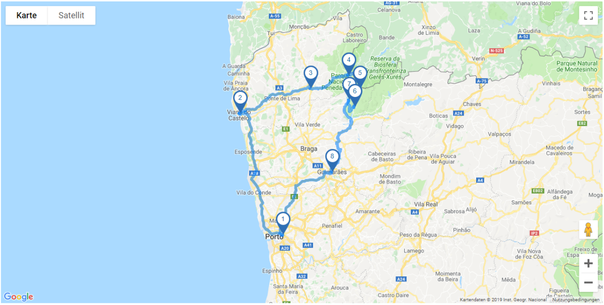 Map Rundreise Costa Verde I