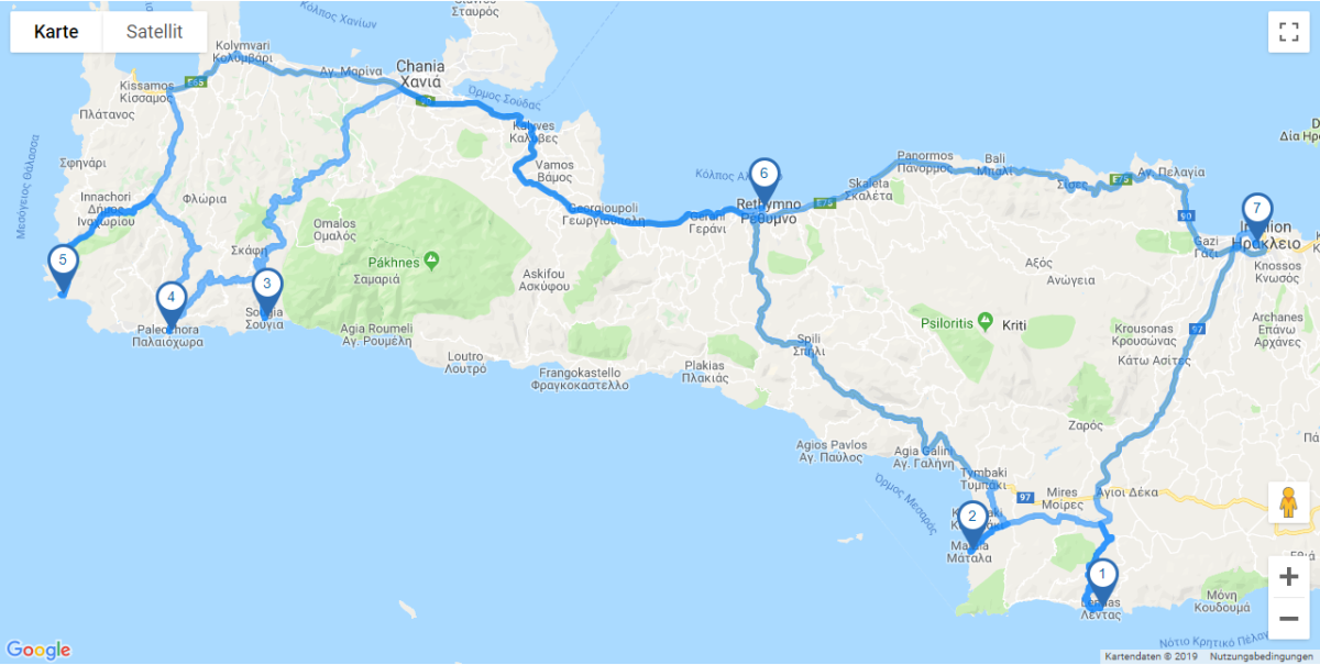 Map Rundreise Kreta I