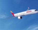 Das neue A350er-Modell von Airbus in Iberia-Lackierung - Die Oneworld-Allianz-Airlines, darunter Iberia, wollen bis 2050 klimaneutral fliegen. © Iberia