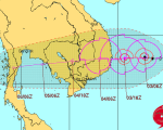 Taifun Damrey - Auf seinem Weg nach Westen wird Taifun Damrey vor allem in Vietnam wüten, aber auch Kambodscha und Thailand heftigen Regen bescheren. © JTWC