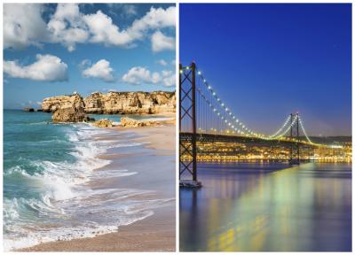 Camper mieten in Portugal mit CHECK24 Algarve-Küste und Brücke des 25. April