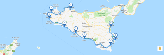 Map Rundreise Sizilien II