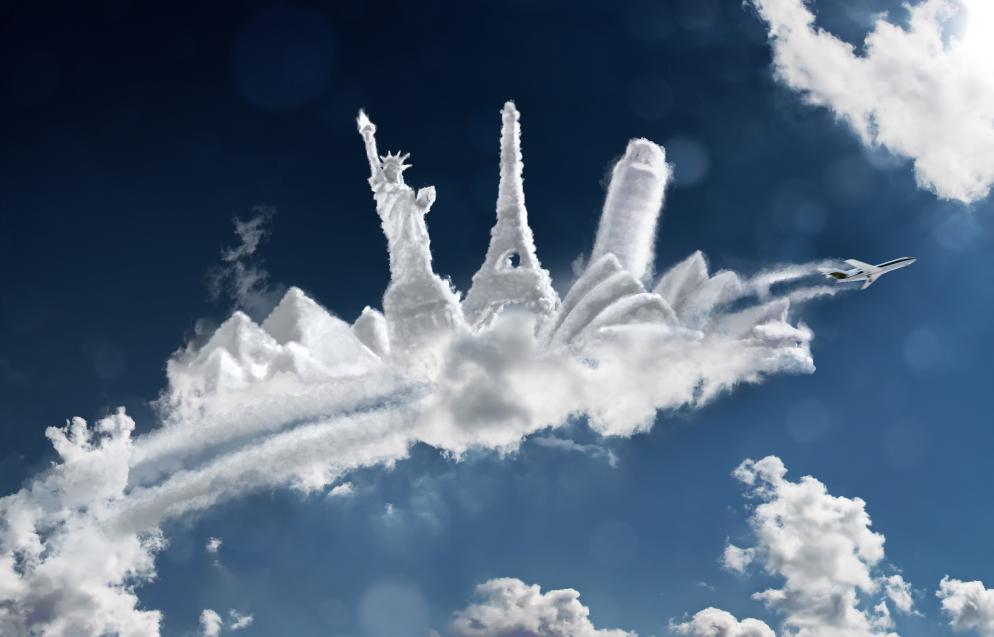 Gabelflug+Himmel+Wolken+Fliegen