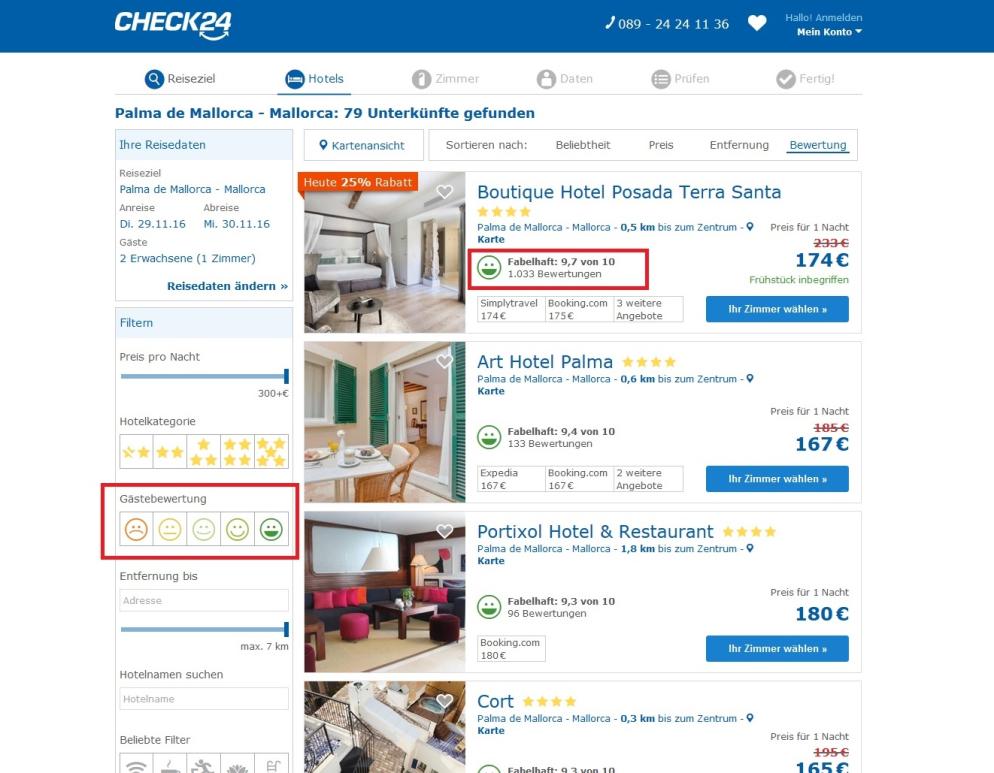 Sonstiges: Screenshot - CHECK24-Hotelvergleich